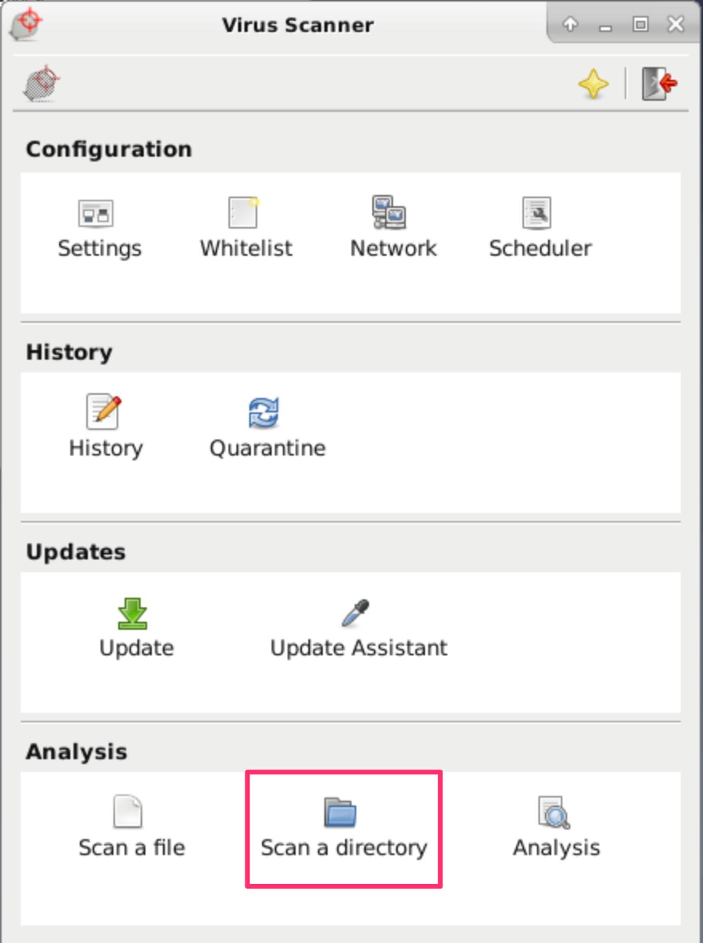 ClamTK Graphical Interface Scan a Directory ClamTK Graphical Interface Scan a Directory