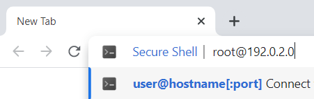 Chrome address bar Typing in the ssh command within the Chrome address bar