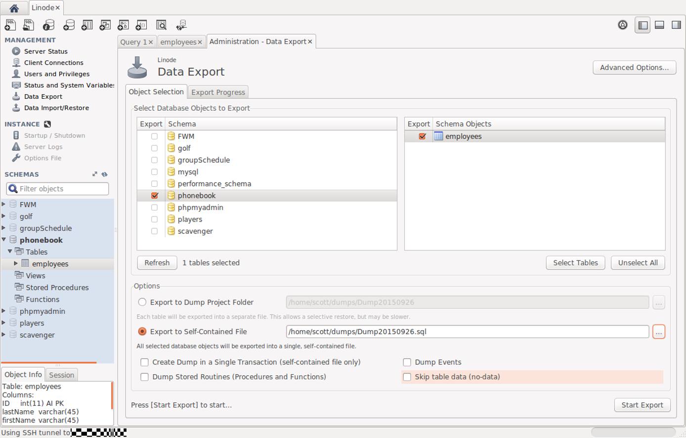Options for exporting data Options for exporting data