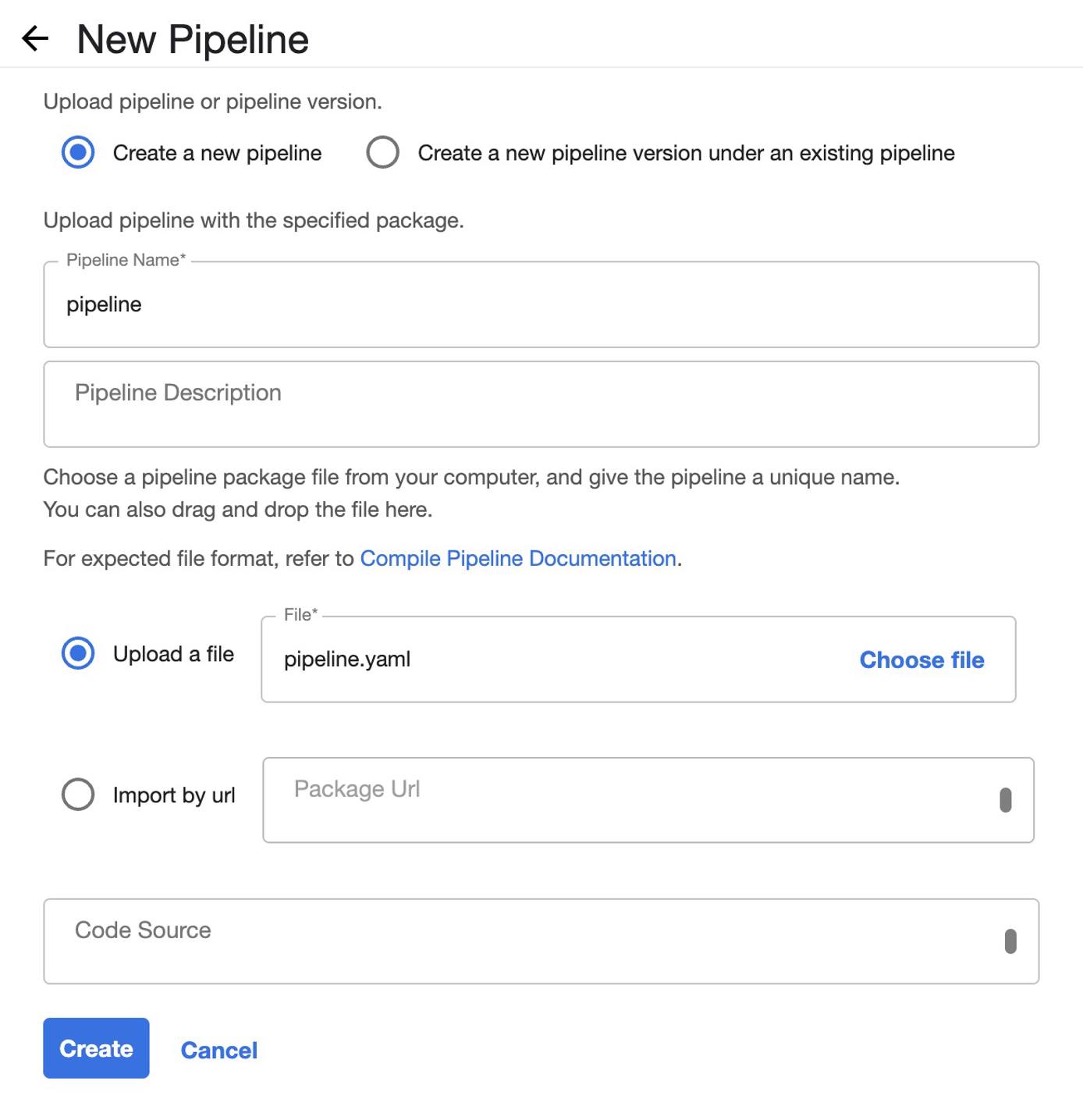 Upload Pipeline YAML Upload Pipeline YAML