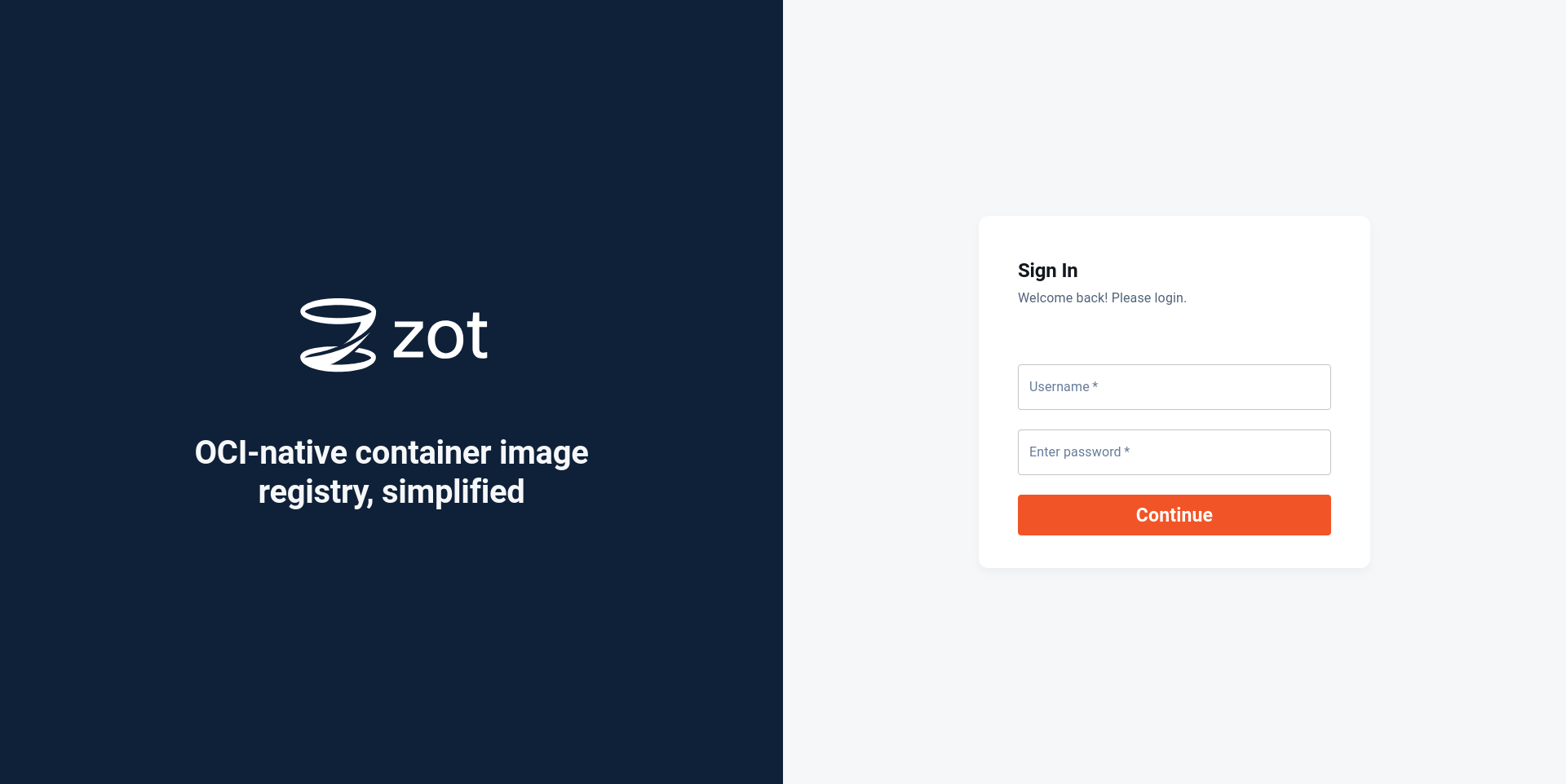zot login page