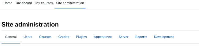 The Moodle Site Administration page The Moodle Site Administration page