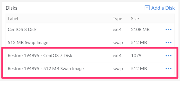 New Disks Created After Restore New Disks Created After Restore