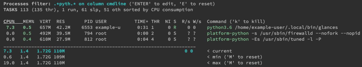 glances filtering processes based on command names matching filter glances filtering processes based on command names matching filter