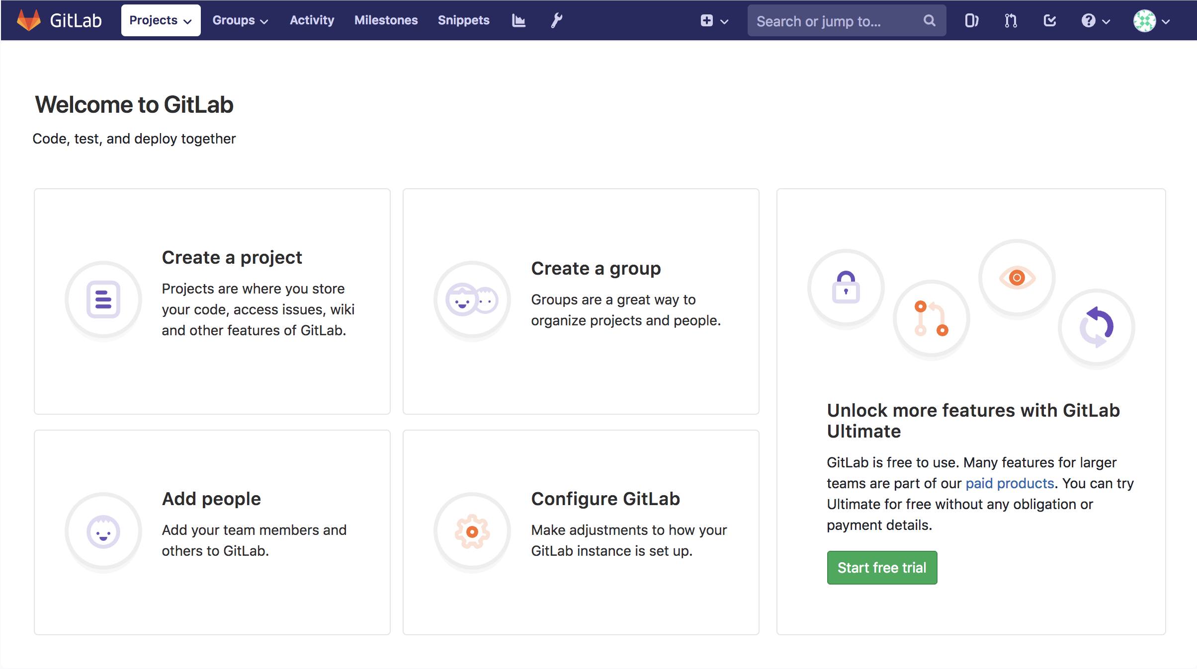 From the welcome screen, click “Create a project”
