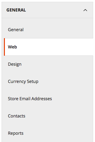 Select “Web” from the “General” menu.