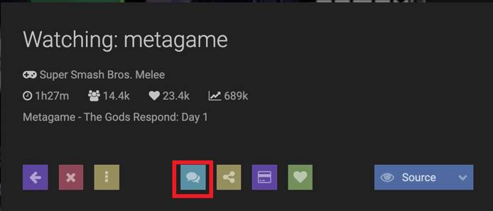 Click on the chat icon to open a stream’s chat window.