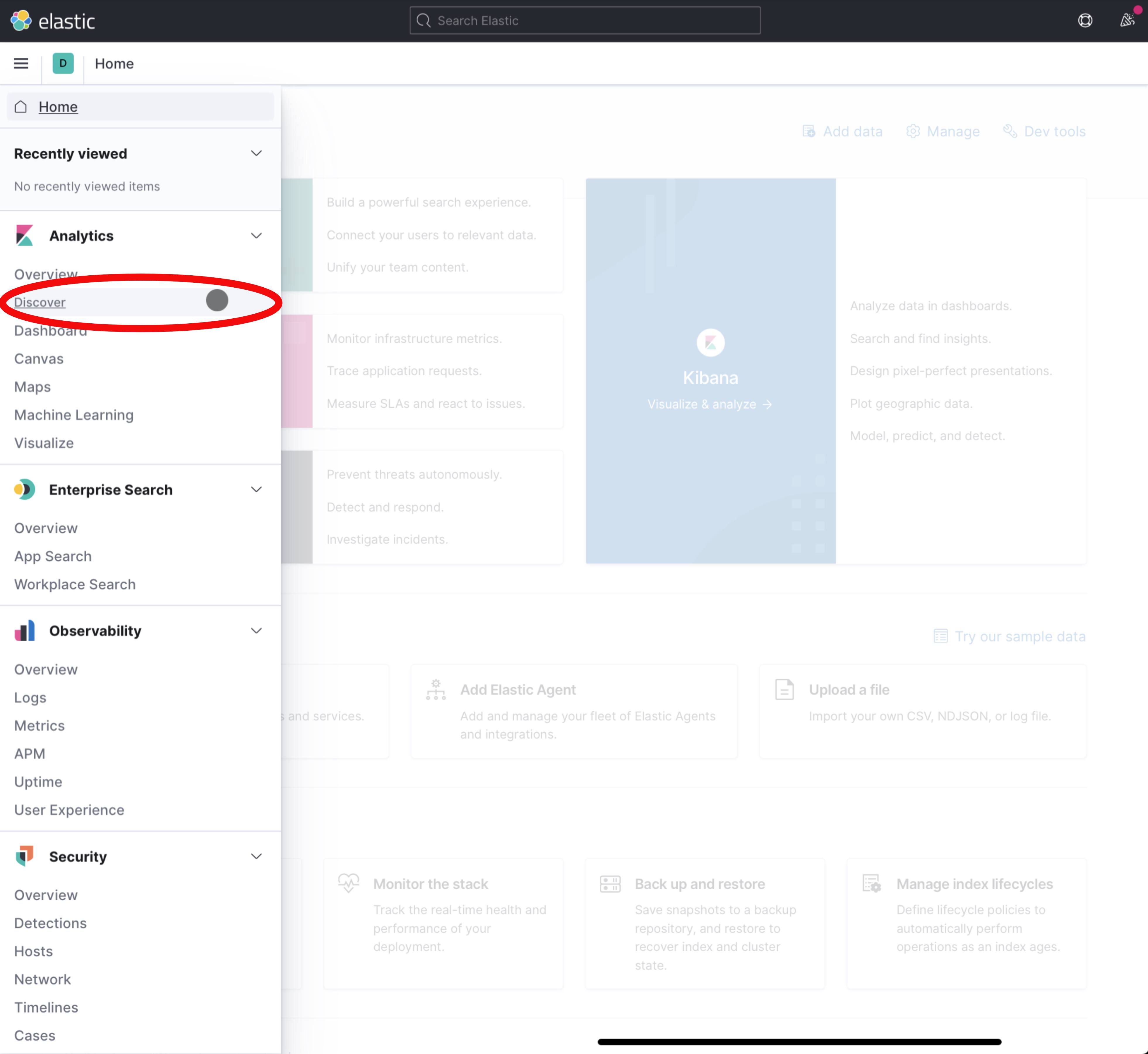 Kibana 7 Dashboard With Hamburger Navigation Button Highlighted Kibana 7 Dashboard With Hamburger Navigation Button Highlighted