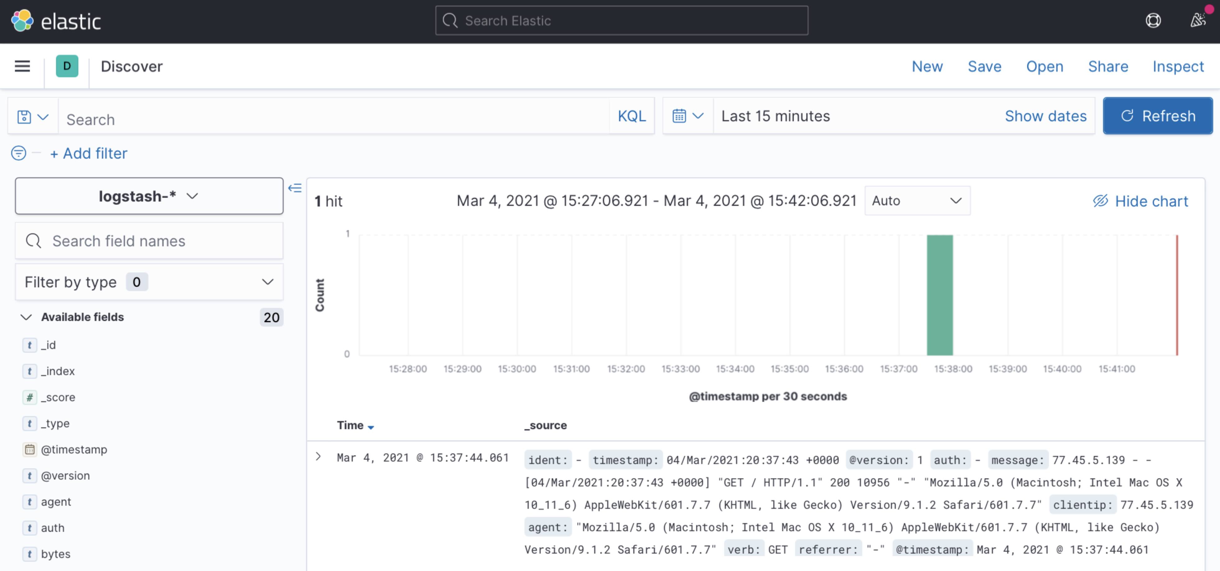 Kibana 7 Discover View Kibana 7 Discover View