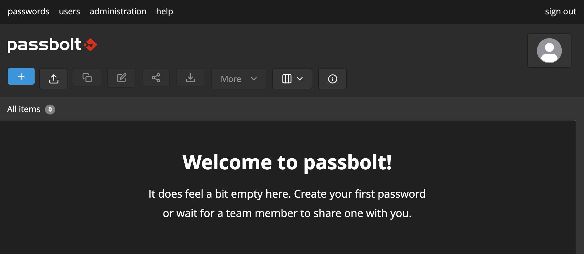 Screenshot of Passbolt Community Edition main screen Screenshot of Passbolt Community Edition main screen